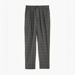 NEW Madewell Charcoal Gray Plaid Flannel Windowpane Track Trousers
